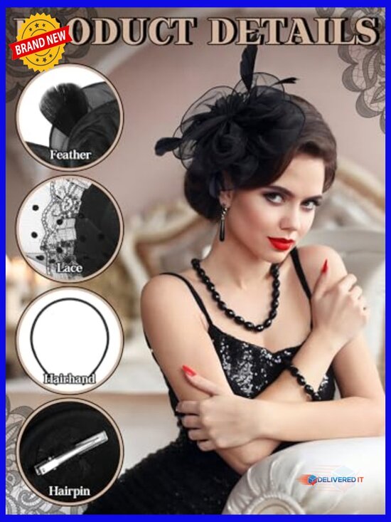 8 Pillbox Fascinator Hats with Veil Feather Mesh Wedding Funeral Tea Party main image 4